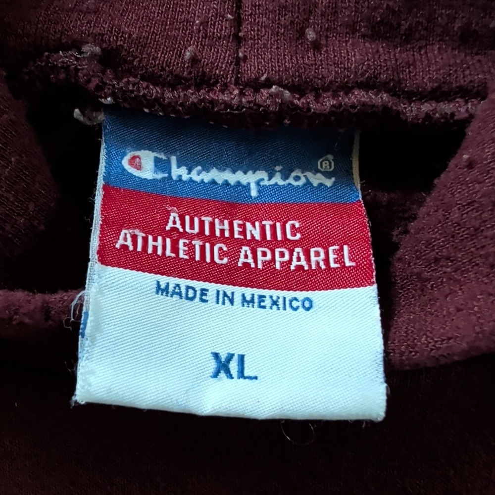 MIT Champion Hoodie Size XL Stitch Maroon Vintage Y2K Authentic Athletic Apparel - Picture 4 of 15